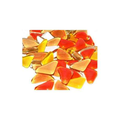 Galets de verre coloré orange rouge 