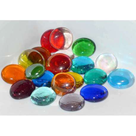 Billes plates multicolores transparentes