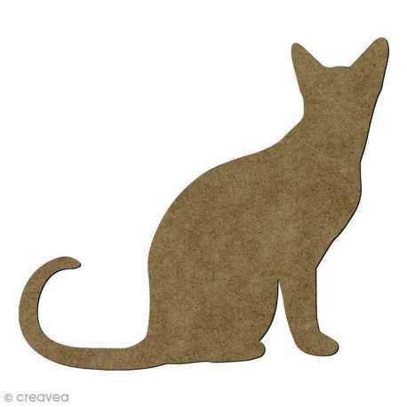 Chat assis en bois - 17 x 15 cm