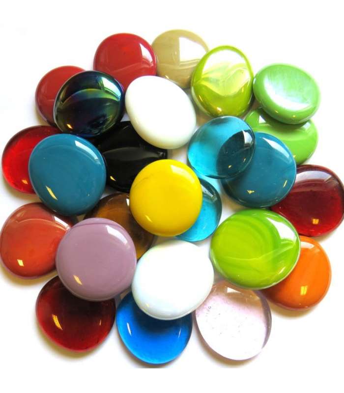 Billes plates de verre multicolores transparentes