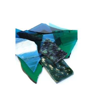 Chutes de verre coloré bleu/vert
