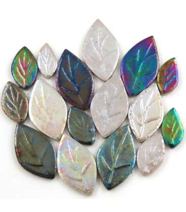 Feuilles de céramique irisées Ghost (mix de gris argent délicat)