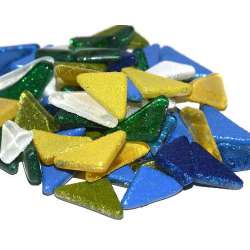 Mini galets pailletés vert, bleu, or